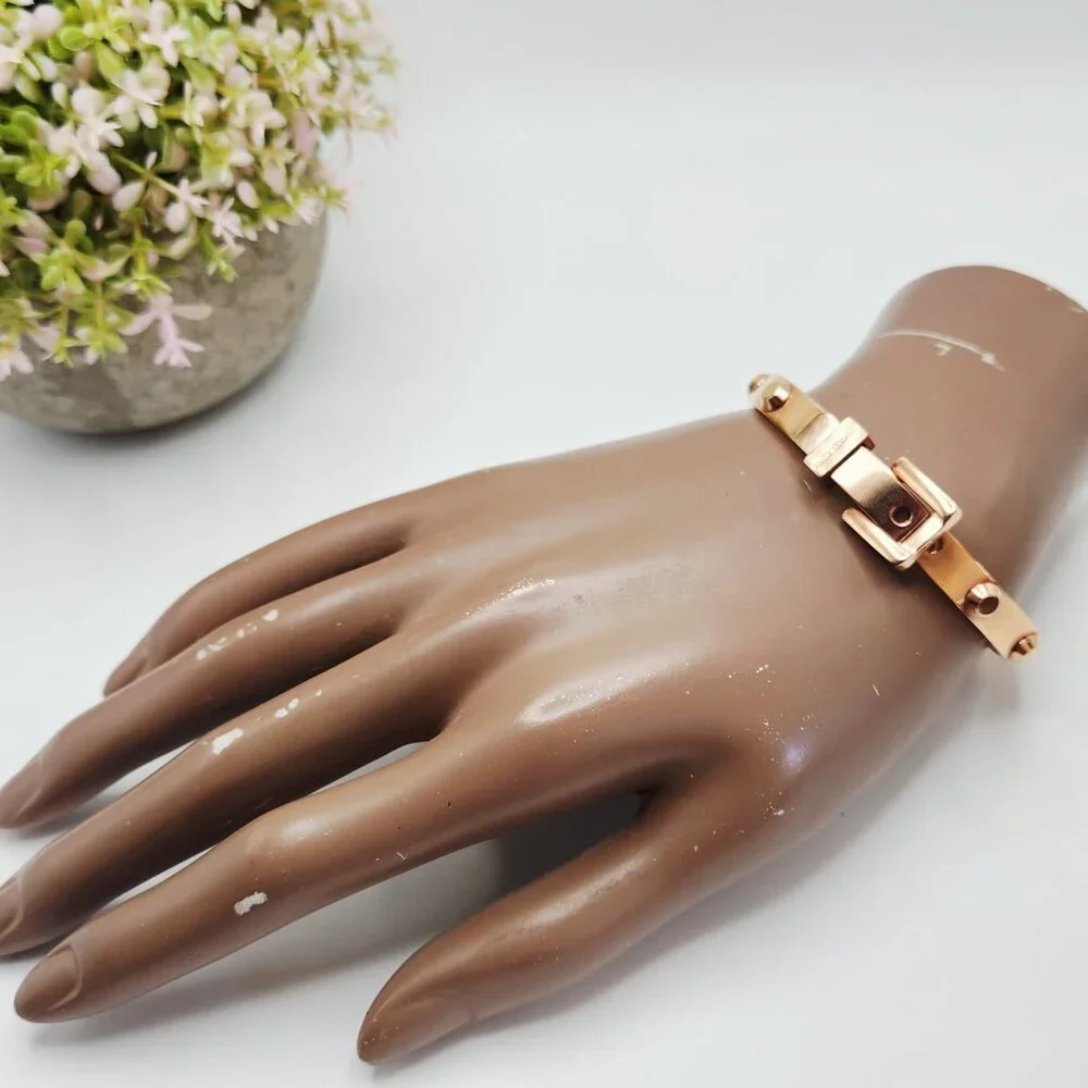 Michael Kors Astor Rose Gold Belt Buckle Studded Bracelet